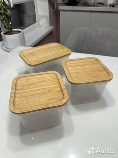 Контейнеры IKEA с бамбуковой крышкой