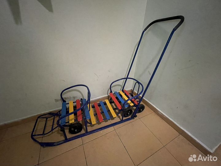 Санки для двойни с колесами