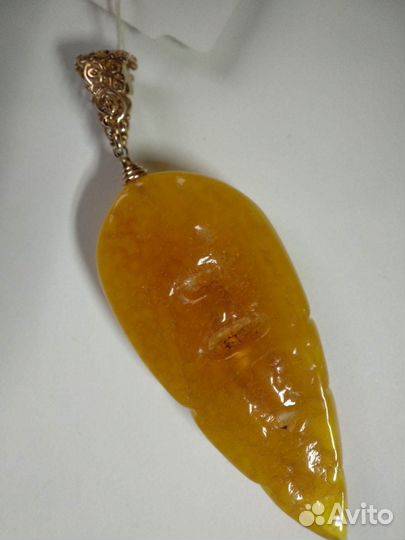 Подвеска янтарь с серебром
