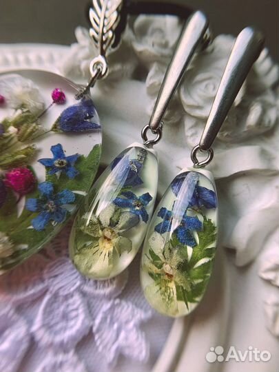 Комплект украшений с полевыми цветами