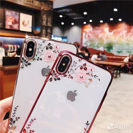 Чехол силиконовый со стразами Apple iPhone