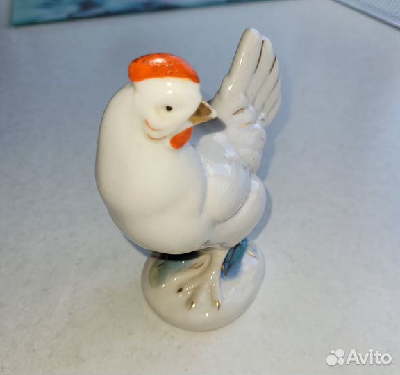 Статуэтка курочка. Гжель 50-е гг