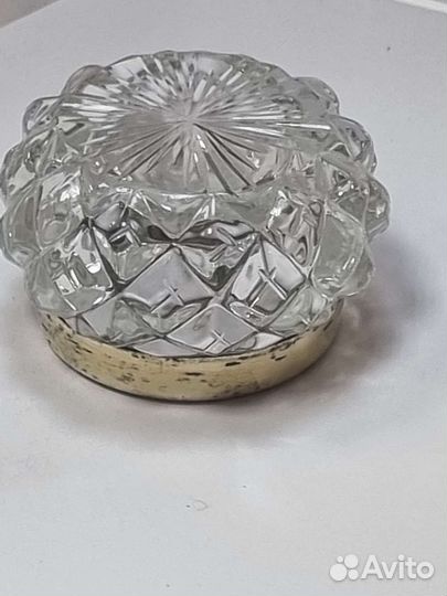 Солонка хрустальная с серебряным ободком