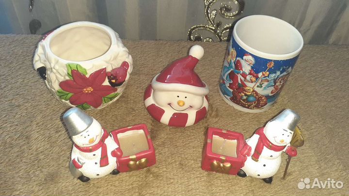 Свечи и заварник Снеговик