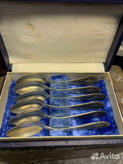 Набор кофейных серебряных ложек. 875 пробы