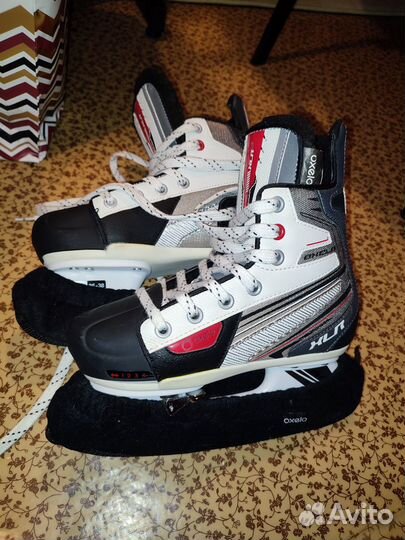 Коньки хоккейные раздвижные 35-38 с чехлами