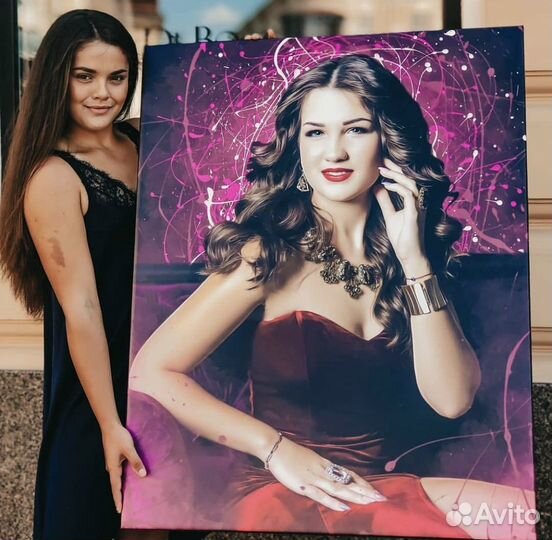 Портрет по фото на холсте