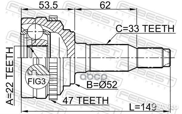 1110-J200A47 ШРУС наружный к-кт ABS Chevrolet