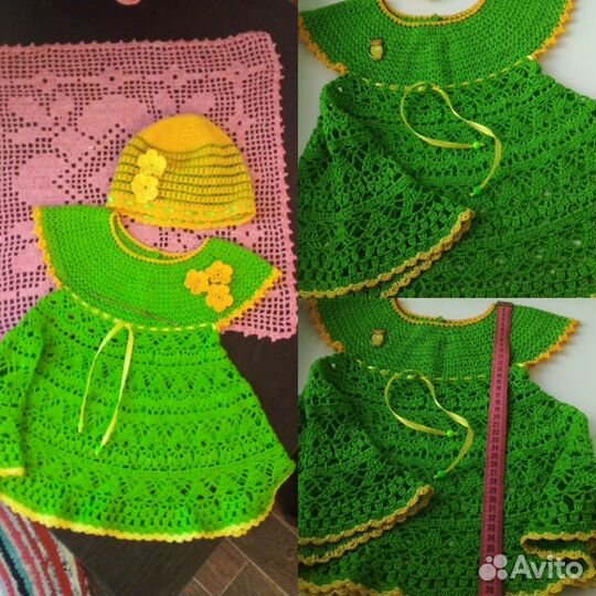 Комплект детское платье+шапочка