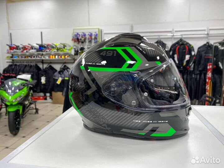 Мотошлем scorpion EXO-491 spin, цвет чёрный/ зелен