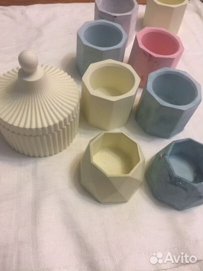 Шкатулка из гипса, подсвечник из гипса