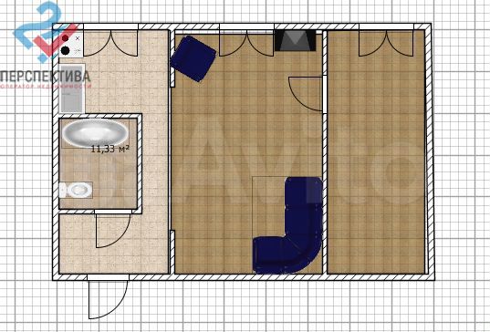 2-к. квартира, 41,1 м², 1/3 эт.
