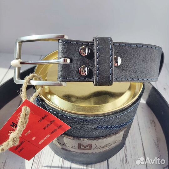 Ремень мужской ручной работы в подарочном тубусе