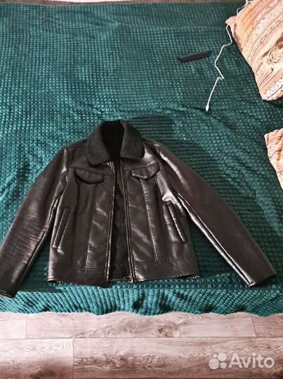 Кожаная куртка мужская 48 размер с мехом новая