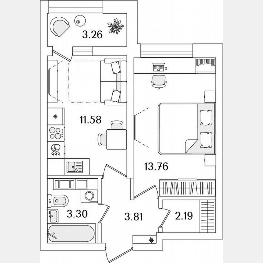 1-к. квартира, 36,3 м², 19/23 эт.