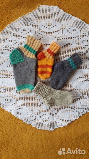 Шерстяные носки детские, ручная работа