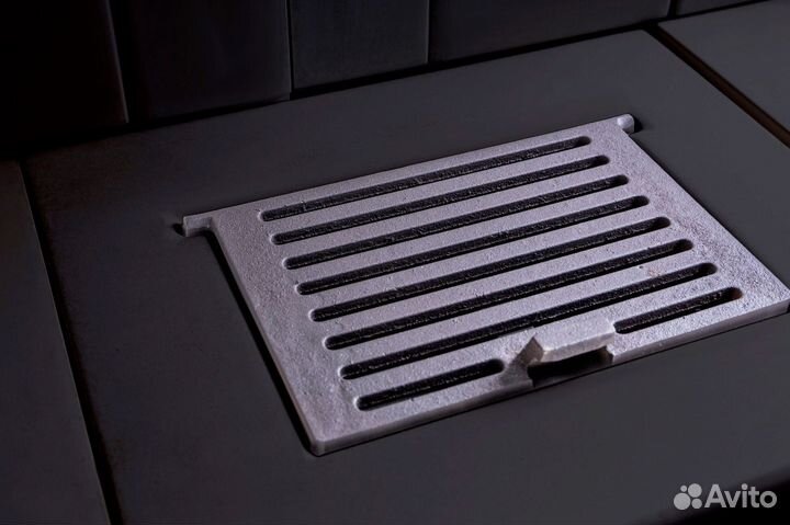 Каминная топка Экокамин Дельта 1000 RB два стекла принтинг правая черный шамот