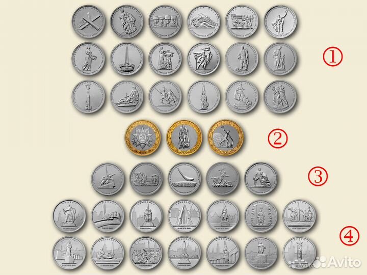 Полный комплект 40 монет 70 лет Победы, и отдельно