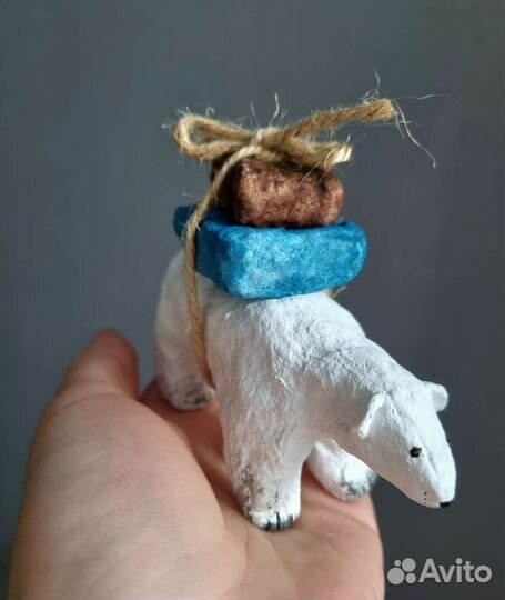 Ватная елочная игрушка Белый медведь