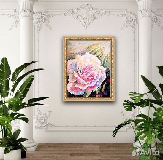 Картина Роза текстурные цветы с солнечным светом