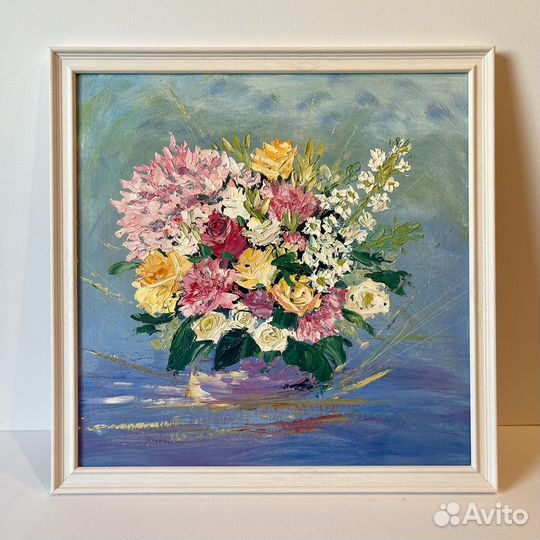 Картина маслом летние цветы текстурная