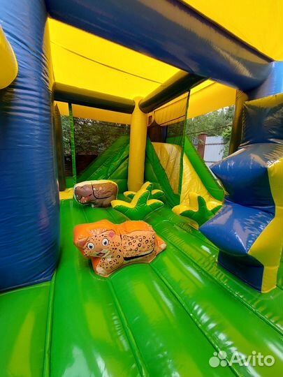 Детский надувной батут с горкой На целый день