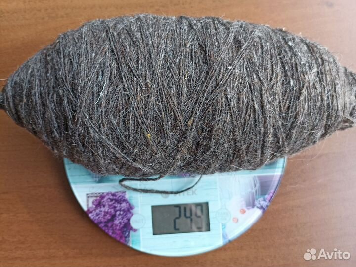 Пряжа носочная серая овечья шерсть 1 моток