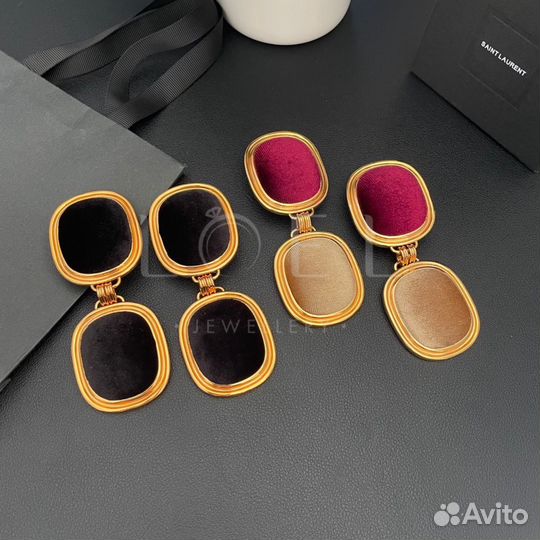 Серьги клипсы Saint Laurent крупные бархатные ysl