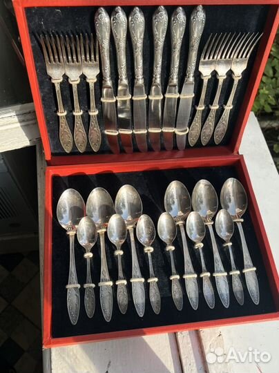 Мельхиор новый набор Кольчугино Пламя 24 приб