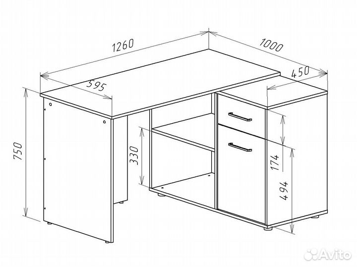 Стол письменный угловой белый Ску