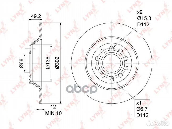 Диск тормозной зад BN1192 lynxauto