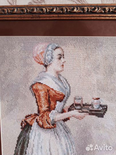 Картина вышитая крестом Шоколадница