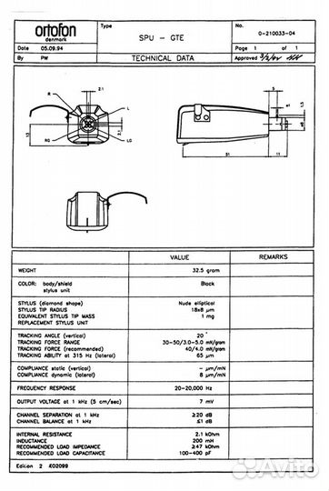 Головка звукоснимателя Ortofon SPU-G/T 1960х