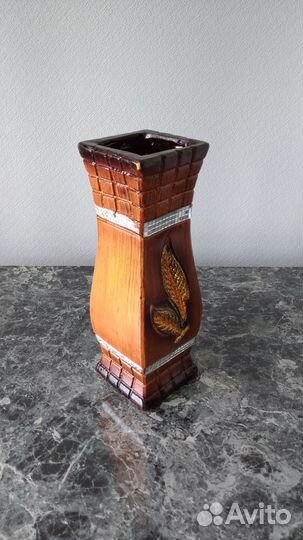 Вазы из цветного стекла и дерева СССР