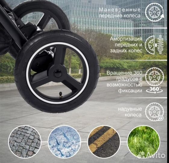 Прогулочная коляска с надувными колесами