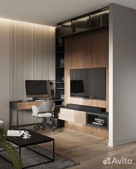 Тумба под телевизор с витринами