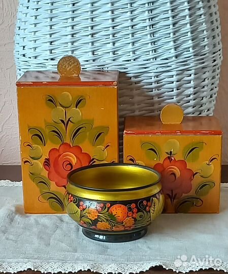 Чаша хохлома,ящички СССР