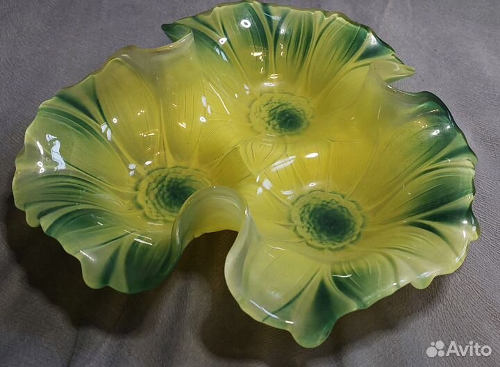 Блюдо цветное стекло Walther-Glas Германия, СССР