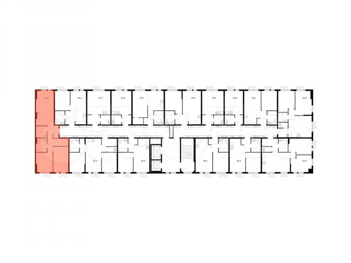 2-к. квартира, 63,1 м², 9/15 эт.