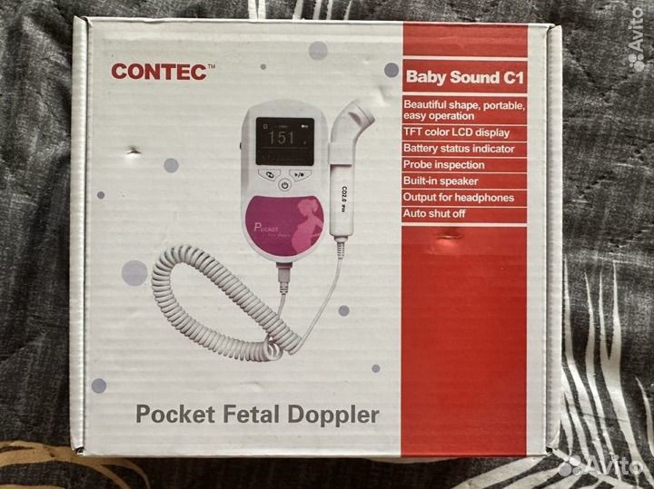 Pocket fetal doppler baby sound c1, допплер