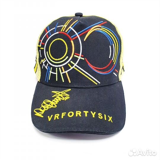 Бейсболка Valentino Rossi 46 (черно-желтая, сетка)