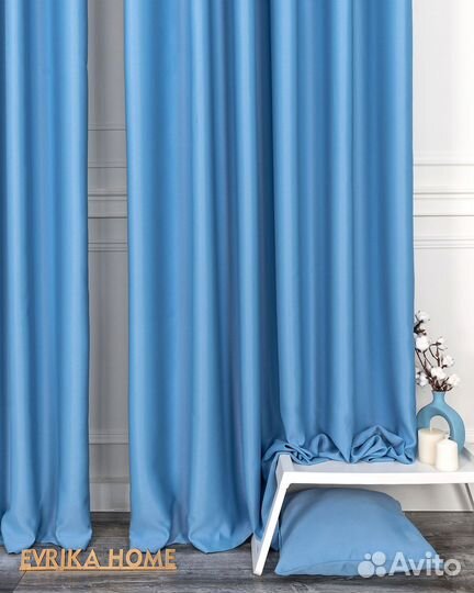 Портьеры блэкаут Марсель Лазурный шторы