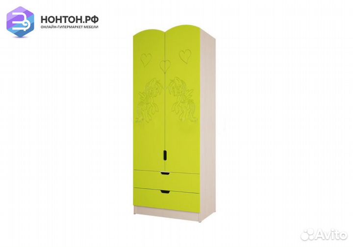 Шкаф Юниор-3 Мульт лайм металлик / дуб беленый