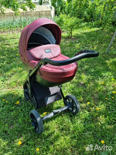 Коляска Roan bass soft 2 в 1 экокожа бордо