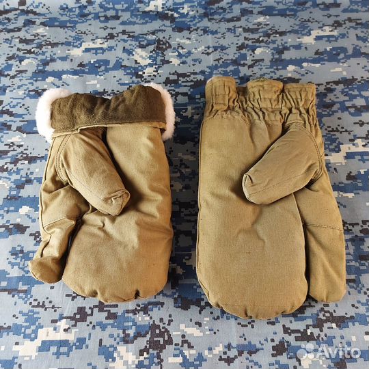 Рукавицы варежки армейские трехпалые меховые СССР
