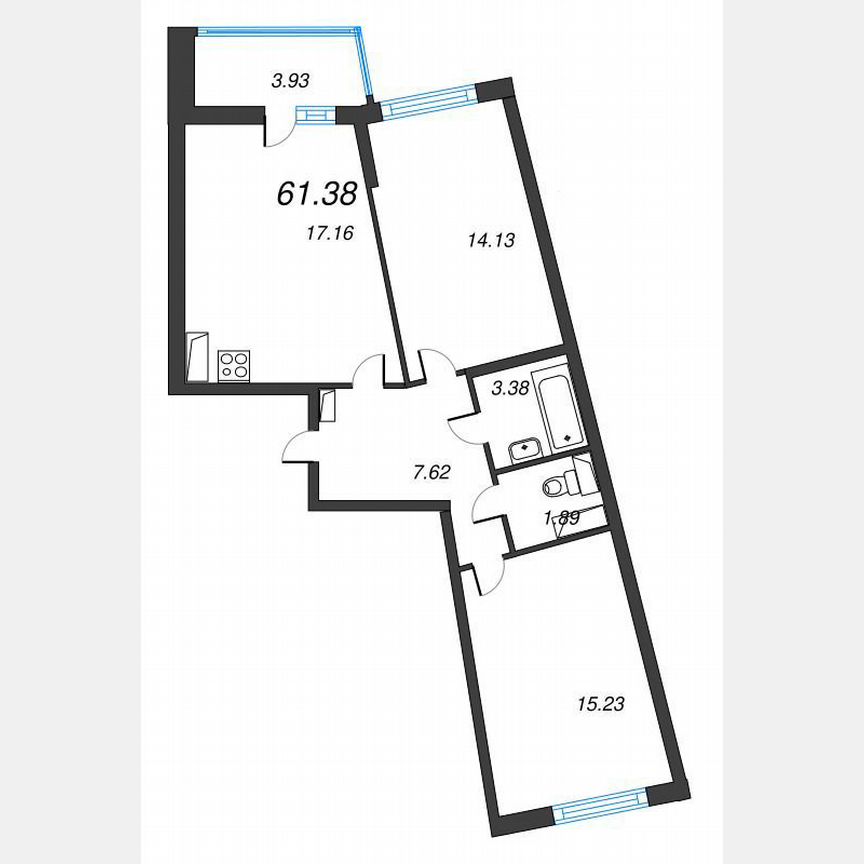 2-к. квартира, 63,3 м², 3/22 эт.