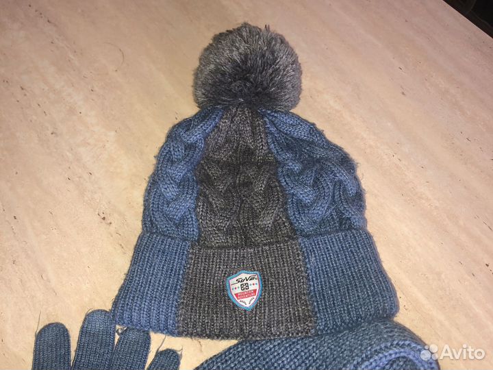 Шапка, шарф, перчатки набором для мальчика