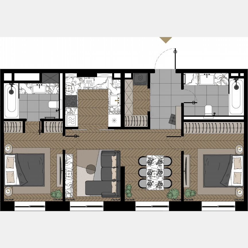 2-к. апартаменты, 78,3 м², 21/23 эт.