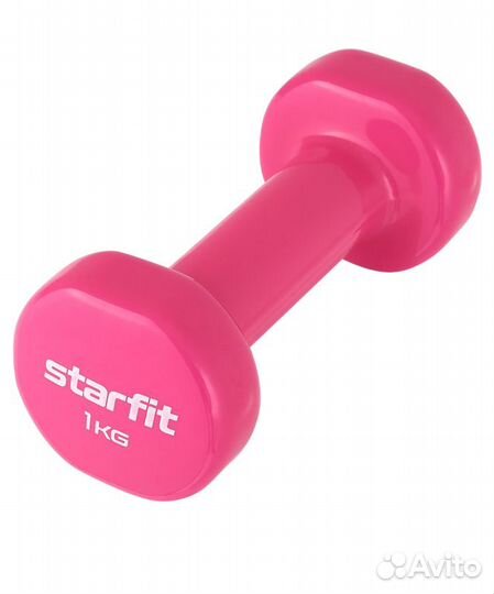 Гантель виниловая starfit DB-101 1 кг, розовый