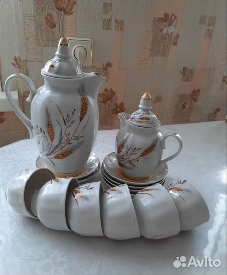 Сервиз кофейный Золотой колос,новый, Дулево